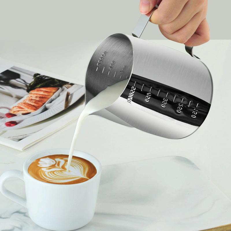 1000ml 304 Stainless Steel Pointed Mouth Etched Cup Graduated Measuring Cup  Milk Foam Cup Coffee Pot in 2023