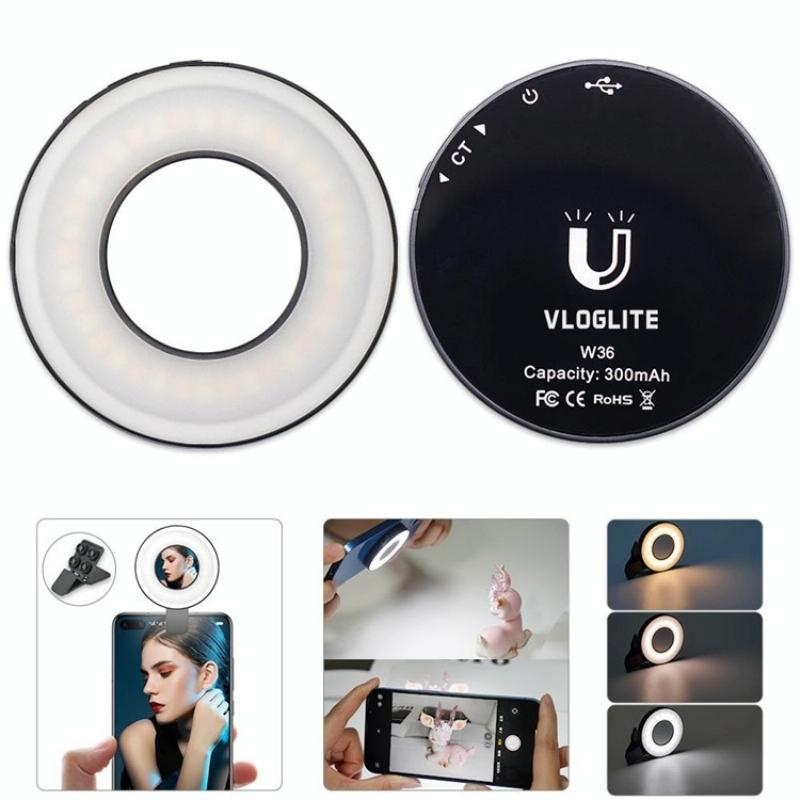 VLOGLITE W36 Mini LED Cell Phone Fill Light With Makeup Mirror Magnetic Selfie Ring Light (VLOGLITE)