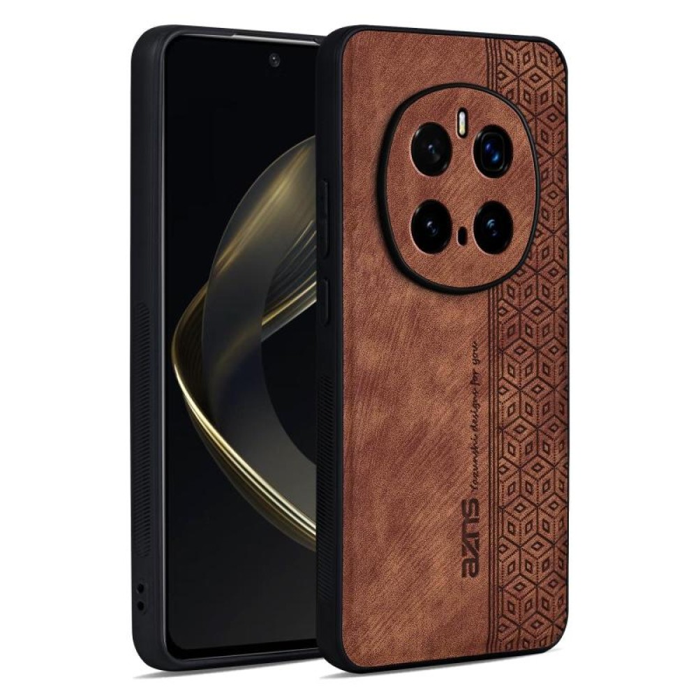Για Honor Magic7 Pro AZNS 3D ανάγλυφο δέρμα αίσθηση τηλέφωνο θήκη (Καφέ)
