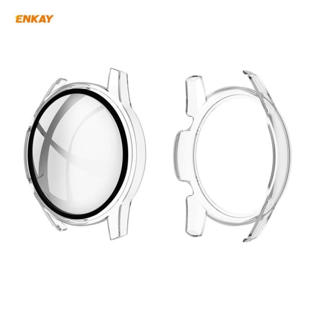 Για Huawei Watch GT 2 42mm ENKAY Hat-Prince ENK-AC8201 Κάλυψη Ολόκληρης της Περιφέρειας Θήκη PC με Ματ Υφή + Προστατευτική Μεμβράνη Τζαμί 9H (Διαφανής) (Διαφανές)